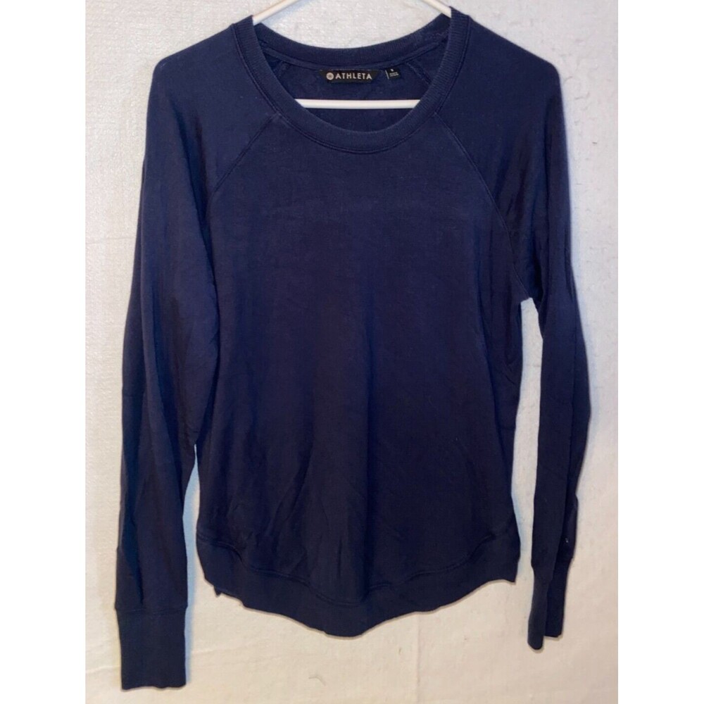 Athleta Tunic Top Women's S Navy Blue Long Sleeve Modal Mindset Sweatshirt New